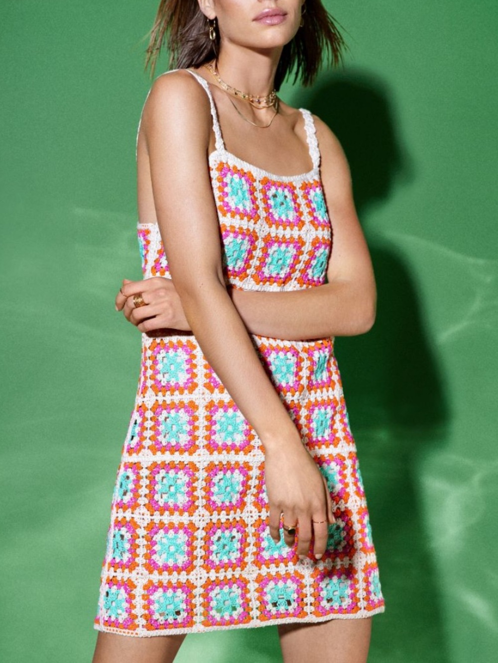 Zara Crocheted Patchwork Mini Dress 🧡